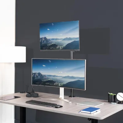 Produktbild von Verstellbare Monitorhalterung für Schreibtisch mit 99,1 cm Stange - Für Bildschirme bis 32 Zoll - Schwarz