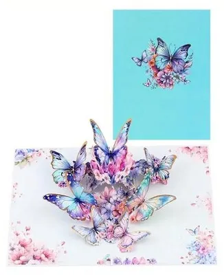 Zdjęcie produktu dla Kartka rozkładana - Motyl - Kartka rozkładana z życzeniami - Elegancka kartka rozkładana - Kartka 3D z życzeniami - Kartka urodzinowa dla mamy i kobiet - Kartka urodzinowa dla kobiety - Kartka walentynkowa - Kartka na Dzień Matki - Kartka urodzinowa dla córki - W zestawie koperty