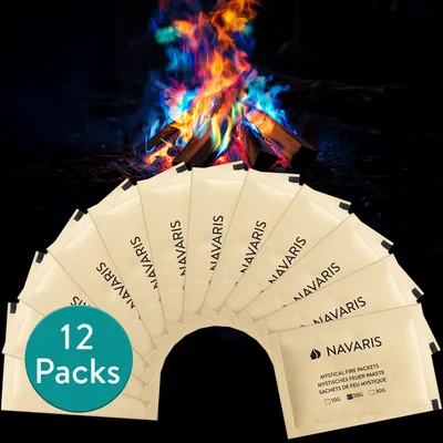 Produktbild von Navaris Feuerfarben Pulver - Buntes Feuer für Lagerfeuer - 20g 12er-Pack - Einfach zu Verwenden - Feuerpulver Bunt für Feuerschale - Buntes Feuer