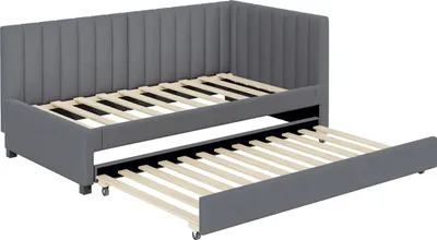 Image de LVHOM Lit de jour 90x200cm, Lit de jour avec couchage extensible 90x190cm, Canapé-lit Gris