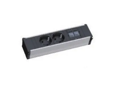 Obrázek produktu pro Bachmann CONI, Vnitřní, Typ F, Hliník, Černá, 2 AC zásuvky / AC zásuvek, 217 mm
