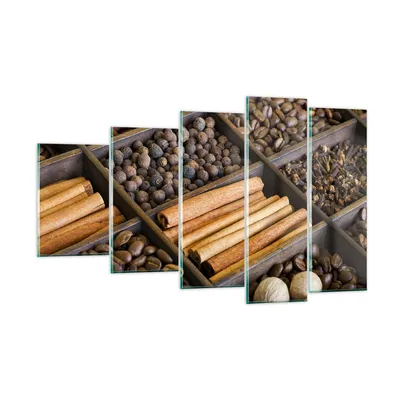 Produktbild von Bilder auf glas - Zimt Vanille Kaffee Getreide - 100x60cm - Glasbilder - Wandbilder - Kunstdruck - zum Aufhängen bereit - Wanddekoration aus Glas - Glas Bilder - Wandbild auf Glas - GEG100x60-2311