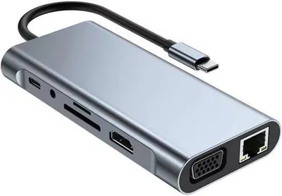 Zdjęcie produktu dla 11-portowa stacja dokująca, wielofunkcyjny hub, adapter sieciowy USB-C, 11-portowy adapter sieciowy 100 Mb/s