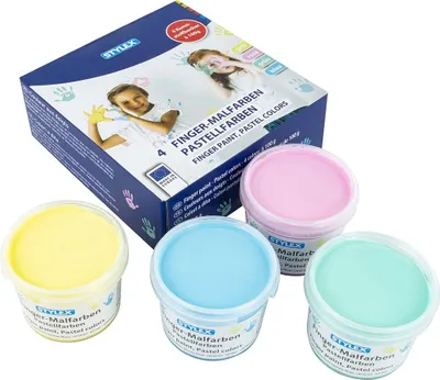 Produktbild von Stylex Fingermalfarben Pastell 4 Becher je 100 g