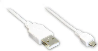 Produktbild von Anschlusskabel USB 2.0 Stecker A an Stecker Micro B, weiß, 1,8m, Good Connections®