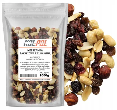 Zdjęcie produktu dla MIESZANKA STUDENCKA 1kg Bakaliowa z żurawiną i orzechami naturalna Kol-Pol