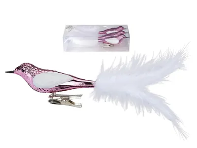 Produktbild von 3er Set: Vogel auf Clip rosa 20 cm