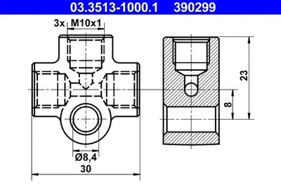 Produktbild von ATE Verteiler-/Verbindungsstück Rohrleitungen 03.3513-1000.1 30,0mm