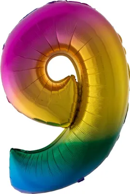 Produktbild von XXL Zahlen Folienballon 100 cm - Regenbogen 9