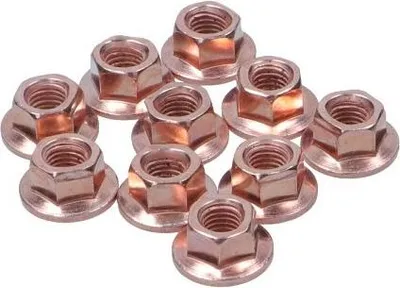 Produktbild von 10 Kupfermuttern M7 x 1,0 Krümmer Bund SW 11 Cu-Mutter Auspuff Selbstsichernd