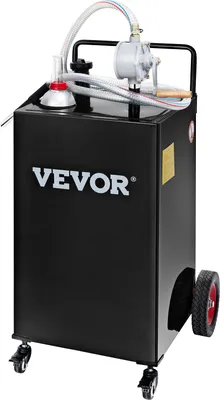 Obrázok produktu pre VEVOR palivová nádrž, 35 galónov, nádrž na plyn na 4 kolesách, s ručným čerpadlom, nádrž na benzín a naftu pre autá, kosačky, terénne vozidlá, lode, viac, čierna