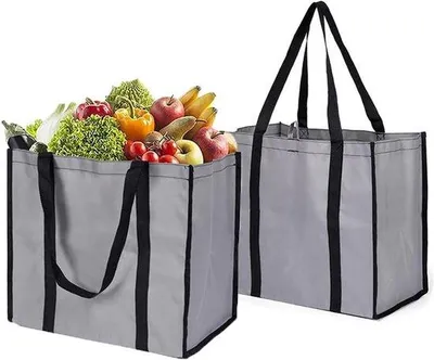 Immagine prodotto di Grande scatola pieghevole, borsa della spesa resistente agli strappi, lavabile, cestino della spesa leggero con manici rinforzati.