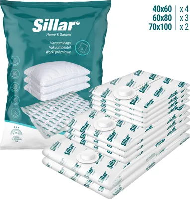Obrázok produktu pre Sada sáčkov do vysávača Sillar s 9 kusmi Veľkosti: 40x60 60x80 70x100 | Sada sáčkov do vysávača na uskladnenie oblečenia, posteľnej bielizne
