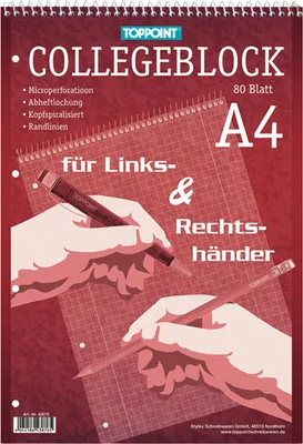 Produktbild von 6x Collegeblock DIN A4 für Rechts & Linkshänder kariert