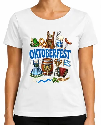Obrázek produktu pro , Bavorsko, tradiční oblečení, kožené kalhoty, tričko s tradičním motivem, dámské tričko, bílá barva, velikost L