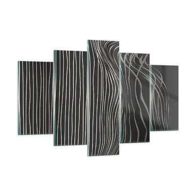 Produktbild von Bilder auf glas - 5 Teile - Abstraktion Streifen Schwarz und Weiß - 150x100cm - Glasbilder - Wandbilder - Bilder - Wanddekoration aus Glas - Glas Bilder - Wandbild auf Glas - GEA150x100-4152