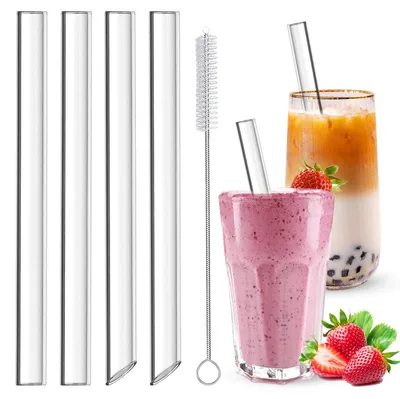 Produktbild von Glasene Trinkhalme für Bubble Tea – 14 mm, extra dick – Set mit 4 Stück
