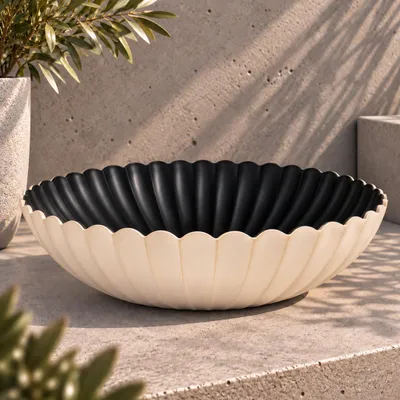 Imagen del producto de Macetas redondas, con diseño ondulado, para exteriores, color champán dorado, 35 cm