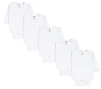 Productafbeelding van TupTam babyromper met lange mouwen, effen kleur, 5-pack, kleur: kleurenmix 5, maat: 92