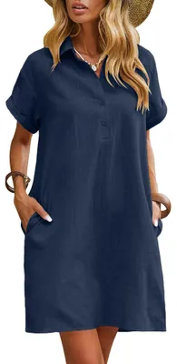 Produktbild von Damen Sommerkleid aus Leinen mit kurzen Ärmeln