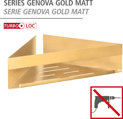 Produktbild von WENKO Turbo-Loc® Eckablage Mod. Genova Gold Matt, befestigen ohne Bohren mit Spezial-Klebepad