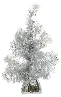 Image de Arbre artificiel - Sapin de Noël - Guirlande lumineuse LED - Pile - Argenté - 50 cm