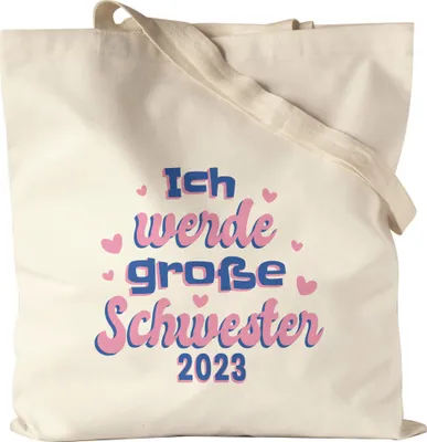 Produktbild von Ich Werde Große Schwester 2023 Jutebeutel Stoffbeutel Canvas Süßes Motiv Schwangerschaft Idee Geschenk Baby-News