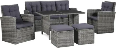 Immagine prodotto di vidaXL Set di divani da giardino in polirattan 6 pezzi con tavolo e sgabello