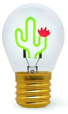 Produktbild von LEGAMI - Glühbirnenförmige Tischlampe, wiederaufladbar mit USB Kabel, kabellos, Glühbirnen Fiktion, Cactus Thema, 6,8 x 10,3 cm