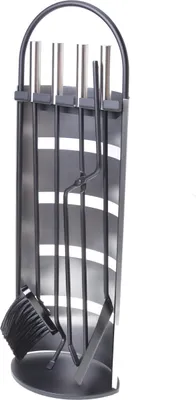 Produktbild von Aqbau® Kaminbesteck 4 tlg. | Kamingarnitur Edelstahl / Stahl | Kaminzubehör | Kamin Besteck | Kaminwerkzeug Schürhaken