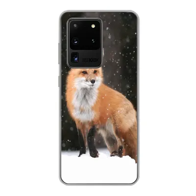 Produktbild von MuchoWow® Handyhülle Schutzhülle Hülle für Samsung Galaxy S20 Ultra Fuchs - Schnee - Winter Silikon Softcase Handy Hülle - Karteninhaber
