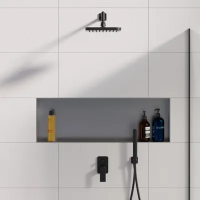 Produktbild von DIY Duschnische 90x30cm Edelstahl gebürstet rahmenlos Unterputz Montage Duschregal Wand Ablage