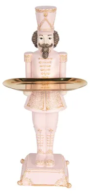 Produktbild von Clayre & Eef Weihnachtsdekorationsfigur Nussknacker 18x17x40 cm Rosa Kunststoff