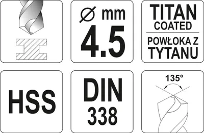 Immagine prodotto di Trapano per metallo HSS-TIN 4,8 mm
