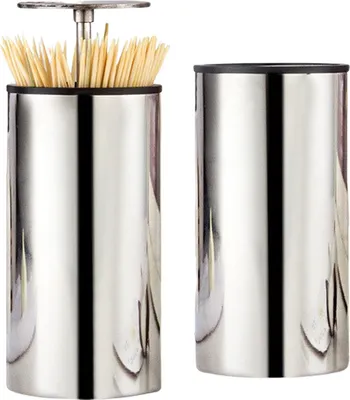 Obrázek produktu pro CANDeal 2 ks Dávkovač na párátka Automatický dávkovač párátek z nerezové oceli Nádoba na párátka Push Style Kuchyňský skladovací box pro domácí hotel Restaurace