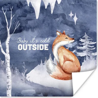 Produktbild von MuchoWow® Poster Winter - Fuchs - Gemälde 75x75 cm - Wand Dekoration