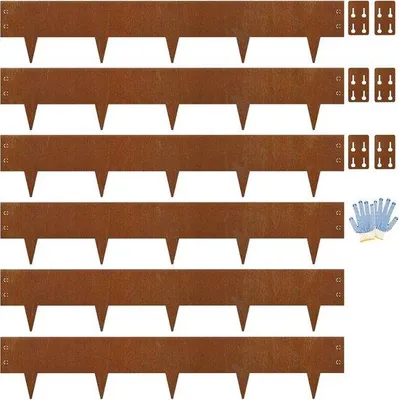 Produktbild von Gartenschwelle aus Cortenstahl 20 cm hoch - 6 Stück flexible Beetumrandung