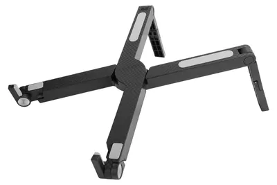 Image de Support pour tablette et ordinateur portable, socle pliable et portable, support réglable, noir