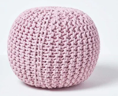 Productafbeelding van Famanu Pouf, rundleer, 35 x 40 cm - Roze/lichtroze