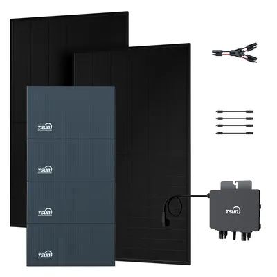 Produktbild von Powerness Balkonkraftwerk Speicher, TSUN DCU2000Lite mit 3 x DB2000 Lite Erweiterungsakku & 800W Mikrowechselrichter, 2 x 500W Solarmodule (0% MwSt)