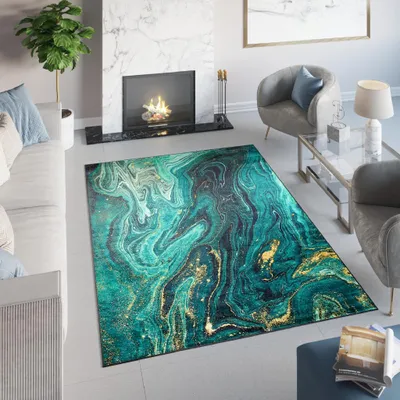 Immagine prodotto di Tappeto Tapiso TOSCANA Moderno Smeraldo Oro Soggiorno OEKO-TEX 140 x 200 cm