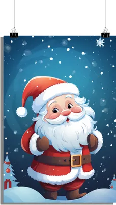 Produktbild von Weihnachtsposter - Weihnachtsmann Poster - Geschenke Poster - Schneeposter - 61x91cm - Perfekt zum Einrahmen