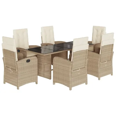 Produktbild von vidaXL 7-tlg. Garten-Essgruppe mit Kissen Beige Poly Rattan