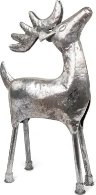Produktbild von Dekofigur Hirsch stehend | Silber Antik matt | Metall 26,5×12×54 cm | 12584