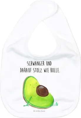 Produktbild von Mr. & Mrs. Panda Lätzchen Avocado Schwangerschaft - Weiß - Geschenk, Sabberlätzchen, Schlabberlatz, Sabber, Baumwoll, Liebe, Schwanger, Gesund, Baby, Für Babys, Geburt