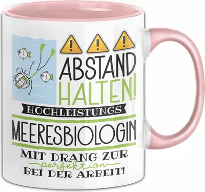 Produktbild von Meeresbiologin Tasse Geschenk Lustig Abstand Halten Hochleistungs-Meeresbiologin Mit Drang Zur Perfektion Bei Der Arbeit (Rosa)