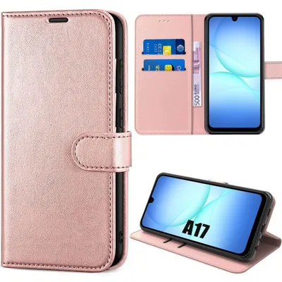 Image de Coque pour Samsung Galaxy A17 4G/5G, Protection Antichoc Anti-Rayures Cuir Synthétique - Rose