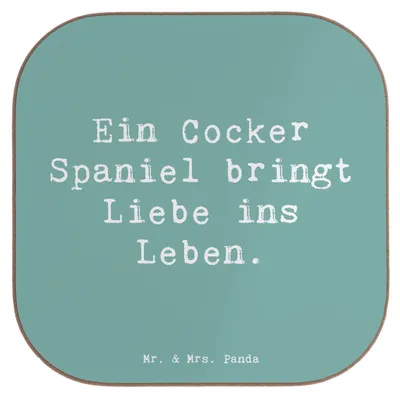 Produktbild von Mr. & Mrs. Panda Untersetzer für Gläser Spruch Liebe Cocker Spaniel - Meeresbrise - Geschenk, Hunde Zuneigung, Hundeliebhaber, gläseruntersetzer, Hunderassen, Coaster