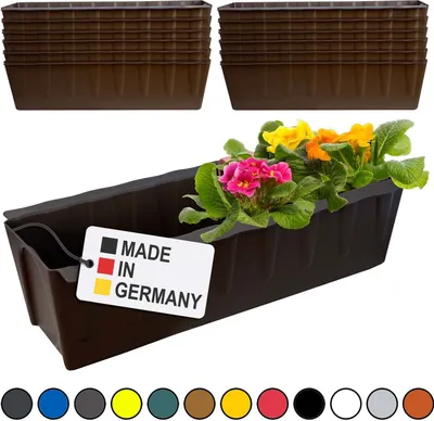 Image de Hossi's Wholesale 12 inserts de jardinières pour palettes Euro | 37,3cm brun | Jardinière pour palette Euro | Jardinière de balcon | Pot de fleurs | en plastique solide | Germany