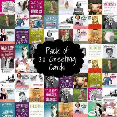 Immagine prodotto di Omgoods - Set di 20 divertenti biglietti di auguri per compleanno, con buste